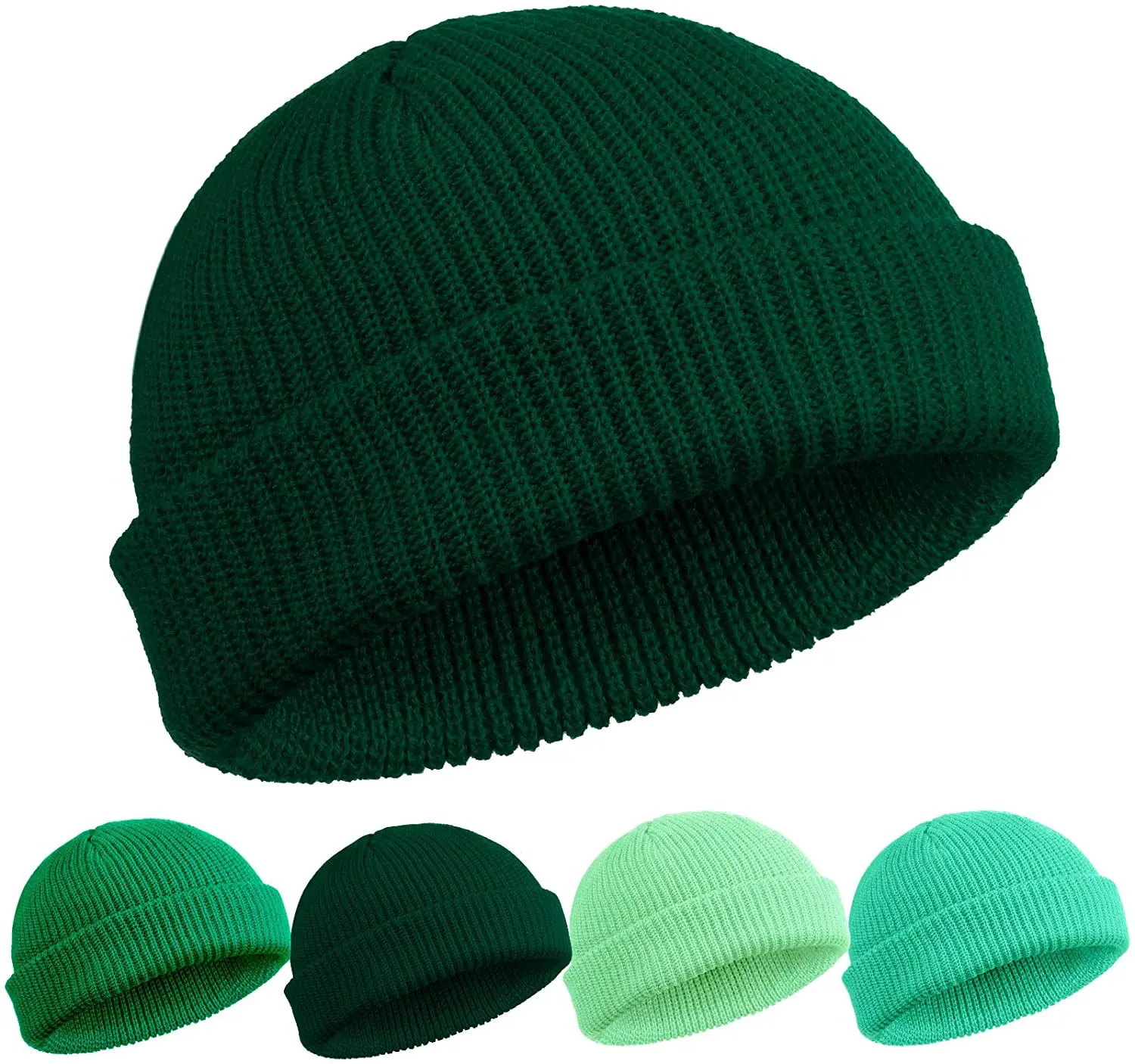 Beanie Knit Hats Fashion Men Boy Skullcap Sailor Caps Cuffs Retro Navy Short Hat Solid Color Unisex Winter Warm Cap Roll-up Edge
