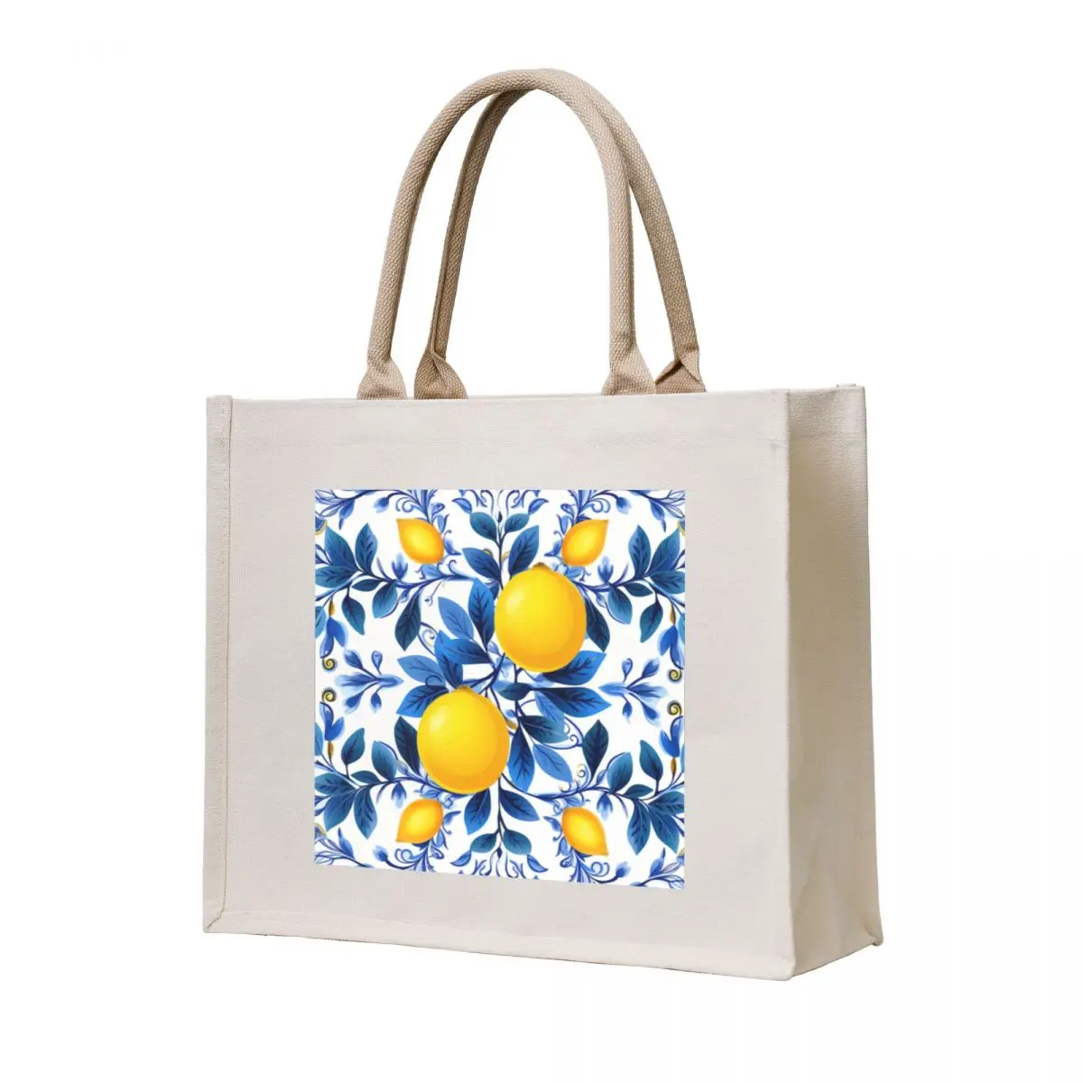 

Mediterranean Lemons Azulejo Pattern Tote Bag tote bag women large size bags custom bags