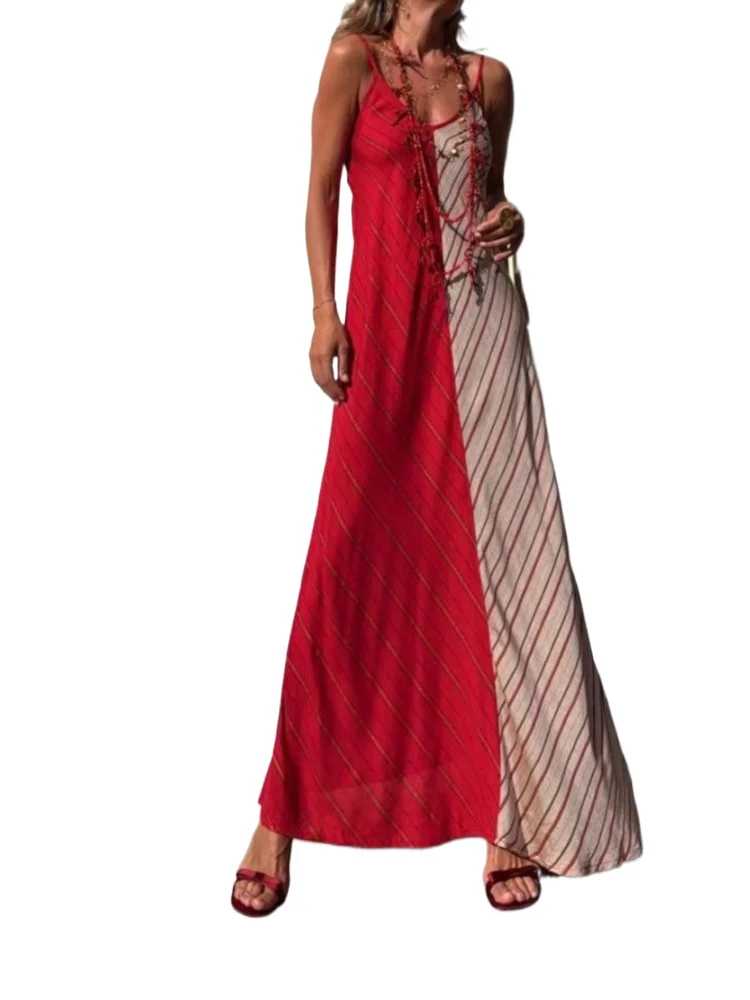 Summer Boho For Women Dress Fashion Spaghetti Strap Elegant Loose Casual Office Party Holiday Dresses Robe Femme Women Clothes