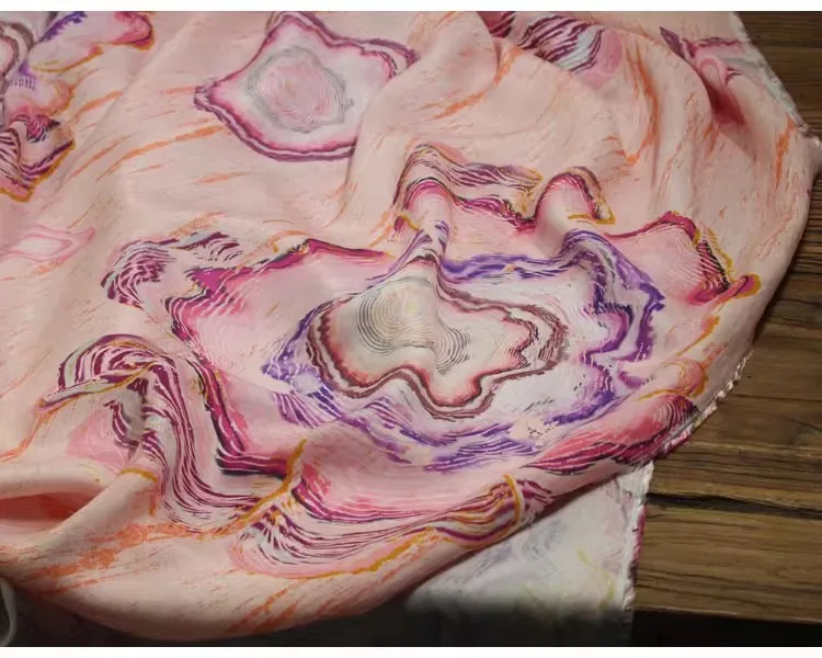 1yard high quality Pink oversized flower tela Copper ammonia wire fabric dress shirt bag cheongsam fabric for material