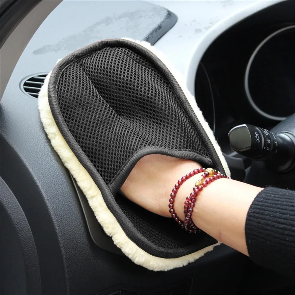 Car Wash Gloves Imitation Wool Velvet Non Damage Paint Wiping Cloth Waxing Thickening Car Beauty Products Wiping Gloves Cleaning