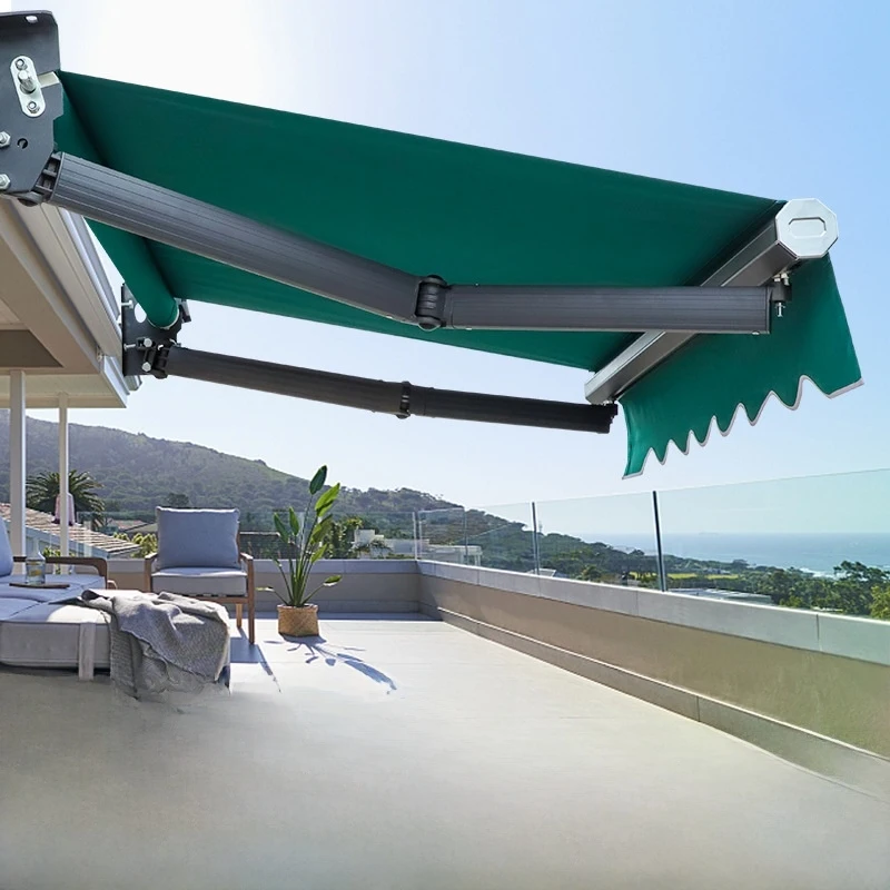 Folding and Retractable Electric Awning for Home Use, Suitable for Balconies, Eaves, Courtyards, and Outdoor Rain Protection