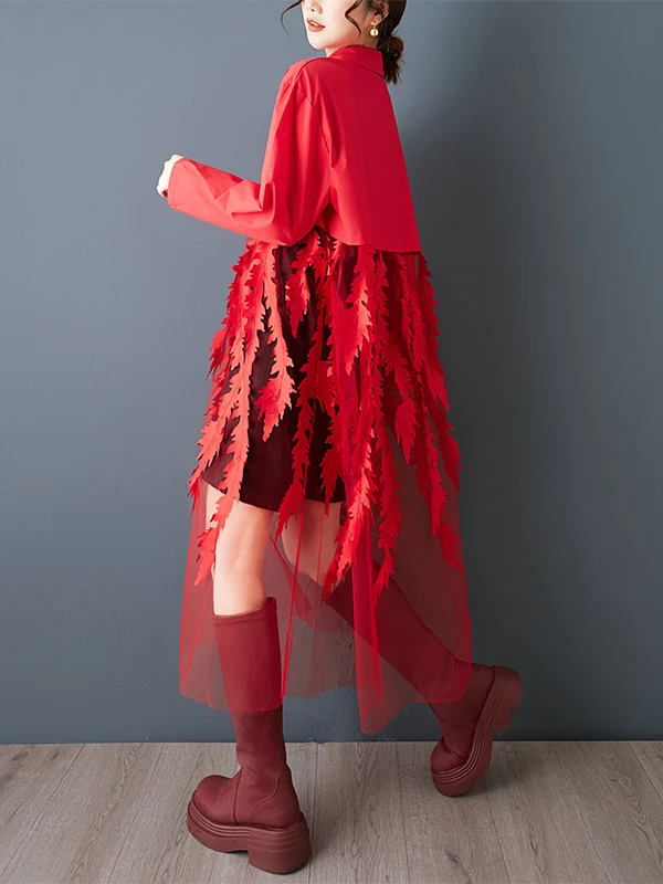 Casual Long Sve Printed Me Splice Dr irt Women's Loose Waist Princ Skirt Sle A-Line Dr Spring New Arrival