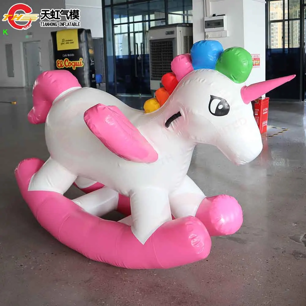 Cheval à bascule gonflable de bateau aérien rapide, jeu de carnaval, jouets, beau tour de licorne sur les enfants