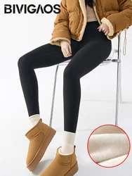 BIVIGAOS New Autumn Winter Cashmere Velvet Shark Leggings Women Red No-trace Thickened High Waist Butt Lifting Warm Leggings