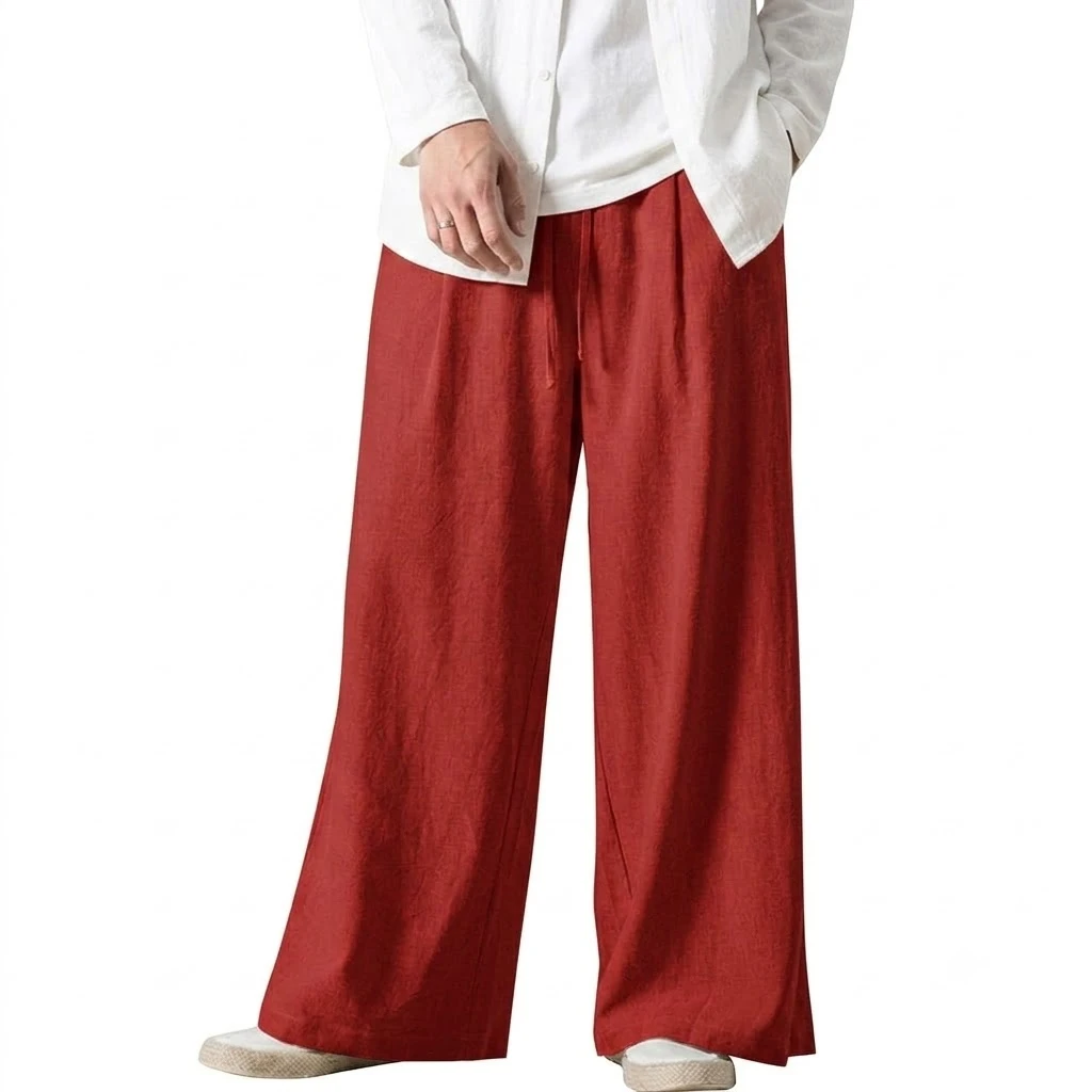 Mens New Solid Color Loose Straight Fit Casual Pants Baggy Jogger Sweatpants Autumn Streetwear Hiking Trousers for Men Pants