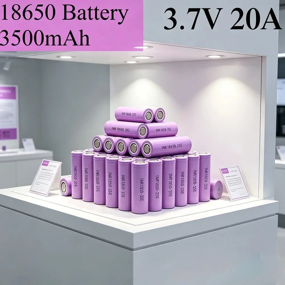 3.7V INR18650-35E New Premium 18650 Lithium Battery 3500mAh 20A Low Heat Cell For Mini Fan Camera Power SupplyProfessional grade