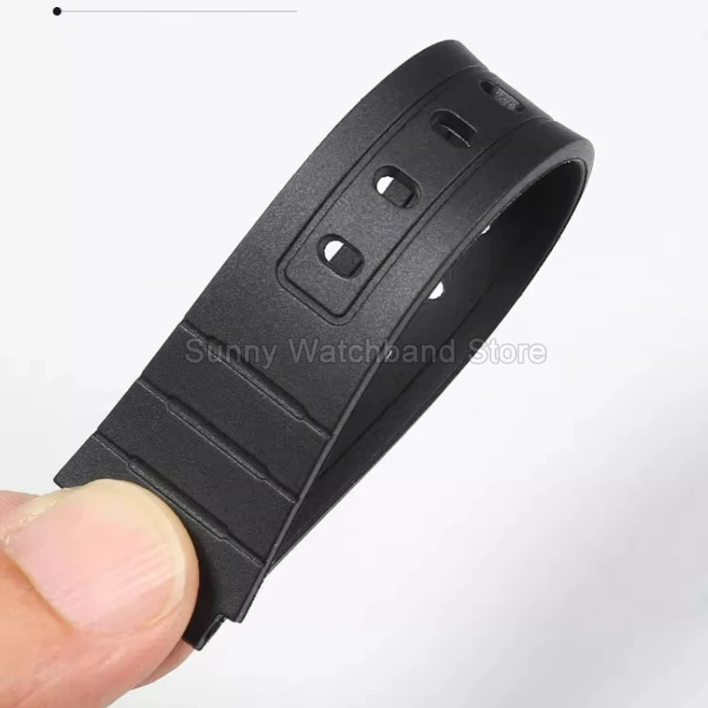 الراتنج حزام ساعة اليد 18 مللي متر للرجال والنساء لساعة كاسيو الفرقة F-84/91 واط/94/105 واجهة محدبة سلسلة ساعات سيليكون سوداء #5