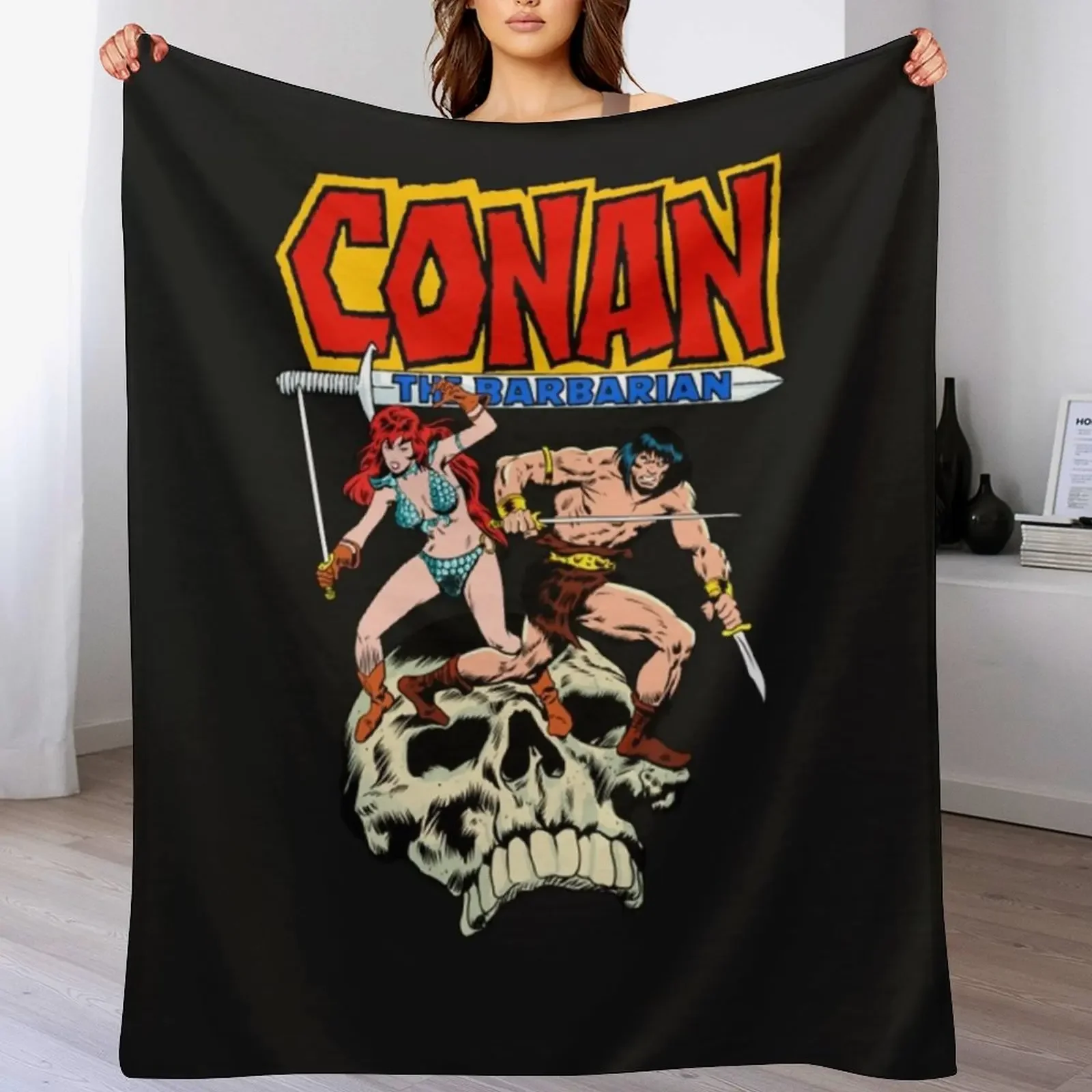 Conan The Barbarian Conan and Red Sonja Throw Blanket Cozy Home Blanket Gift for Christmas Holiday