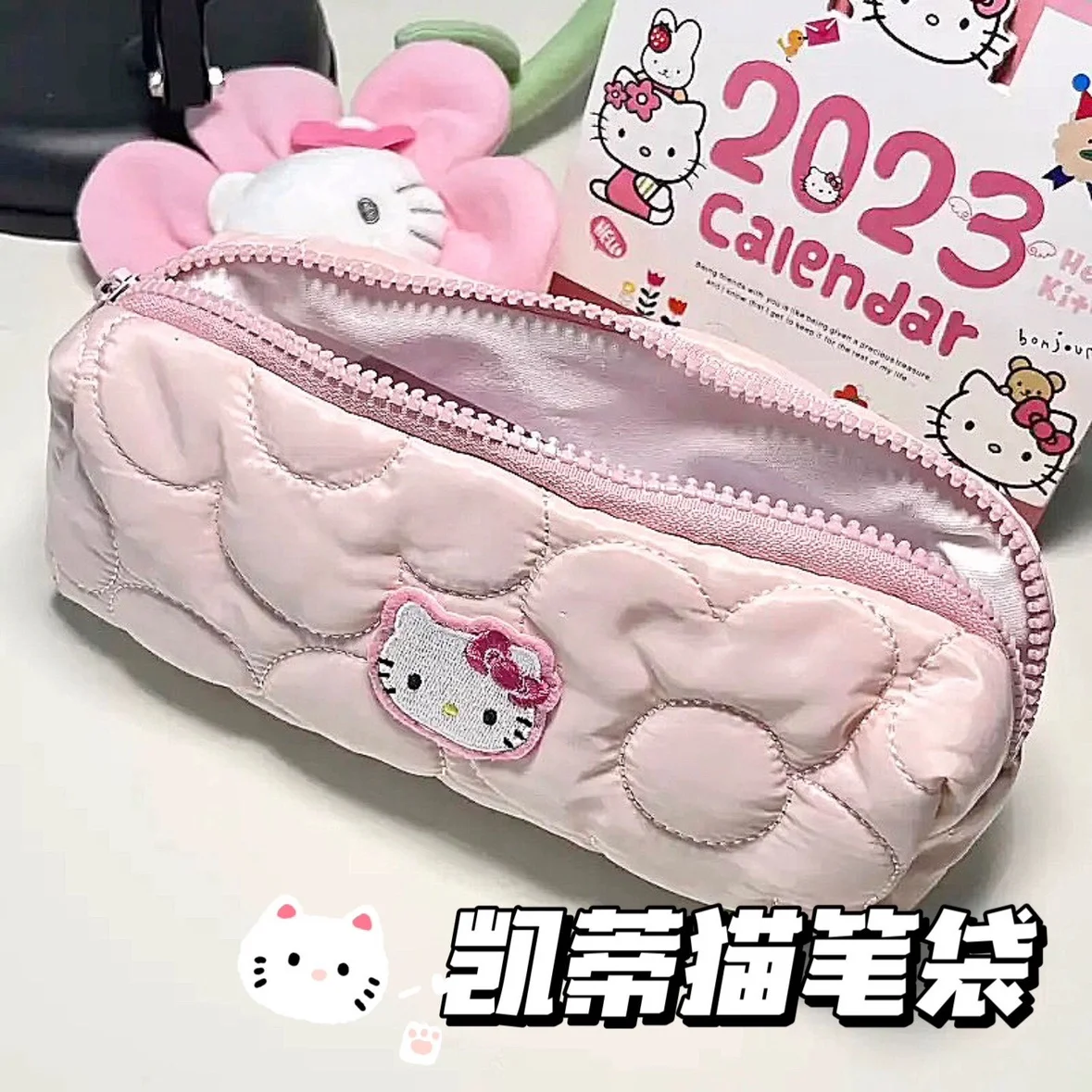 

Sanrio Hello Kitty Pencil Case Cute Cartoon KT Pencil Case Kawaii Girls Cosmetic Bag Coin Purse Stationery School Supplies Gifts