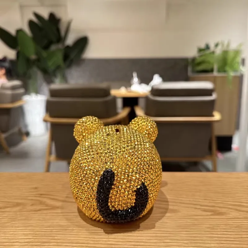 Collective Wealth Gold Yellow Bling Rhinestone DIY Handmade Mouse Home living Room Decorate Piggy Money Bank