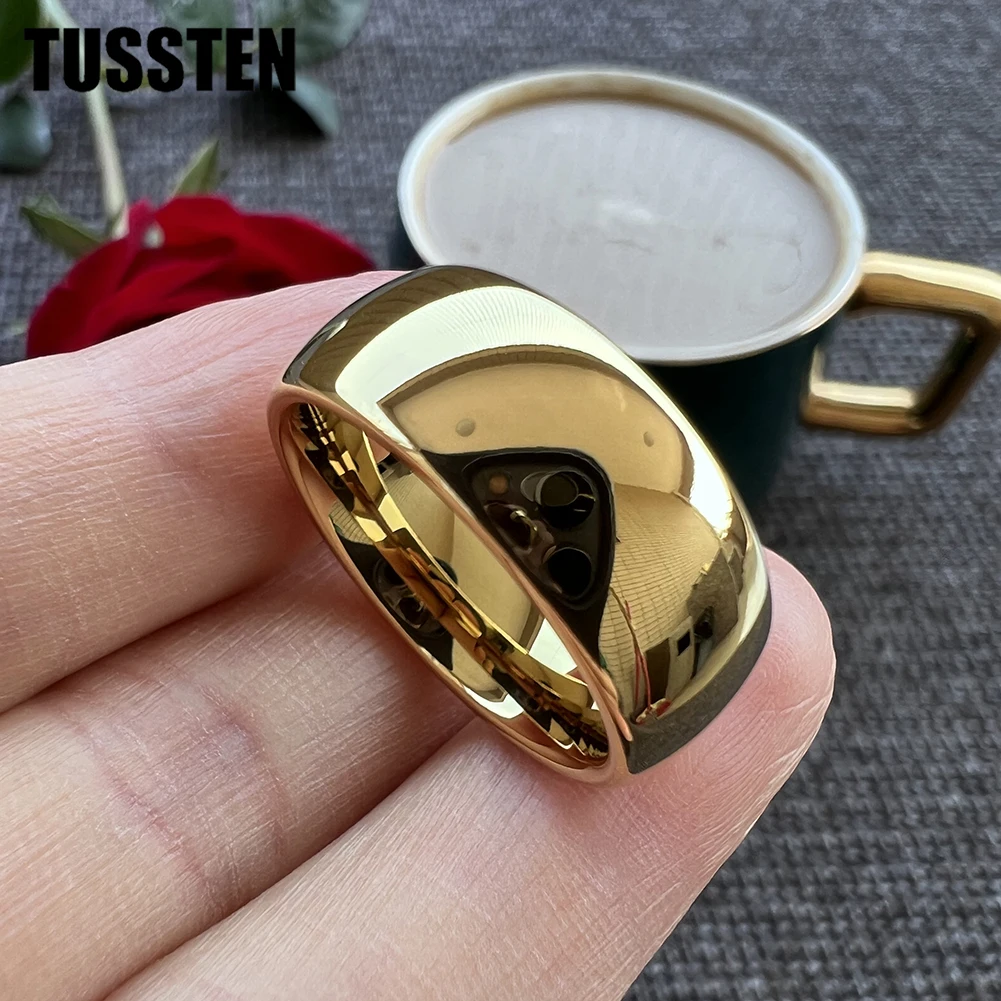 TUSSTEN 6/8MM Tungsten Carbide Ring Men Women Wedding Band Domed Polished Finish Comfortable Fit