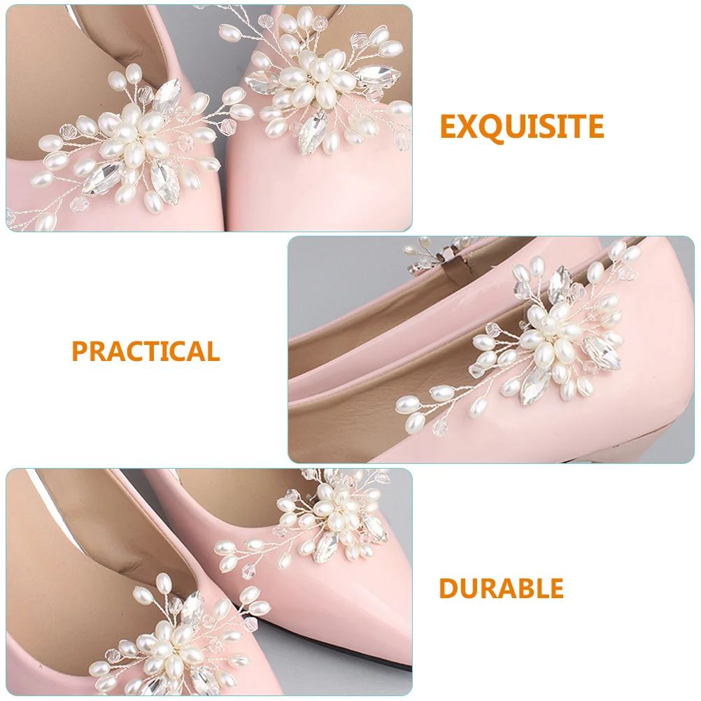 

2pcs Pearl Clips Wedding Decorative Buckles Rhinestone Crystal For Women Party Prom Shoe Clips Accessories