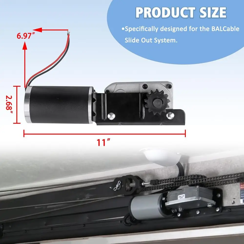 محرك RV Slide Out ومبيت تروس متوافق مع نظام انزلاق كابل BAL Accu-Slide، وصندوق تروس منزلق RV ومخرج عالي M #6