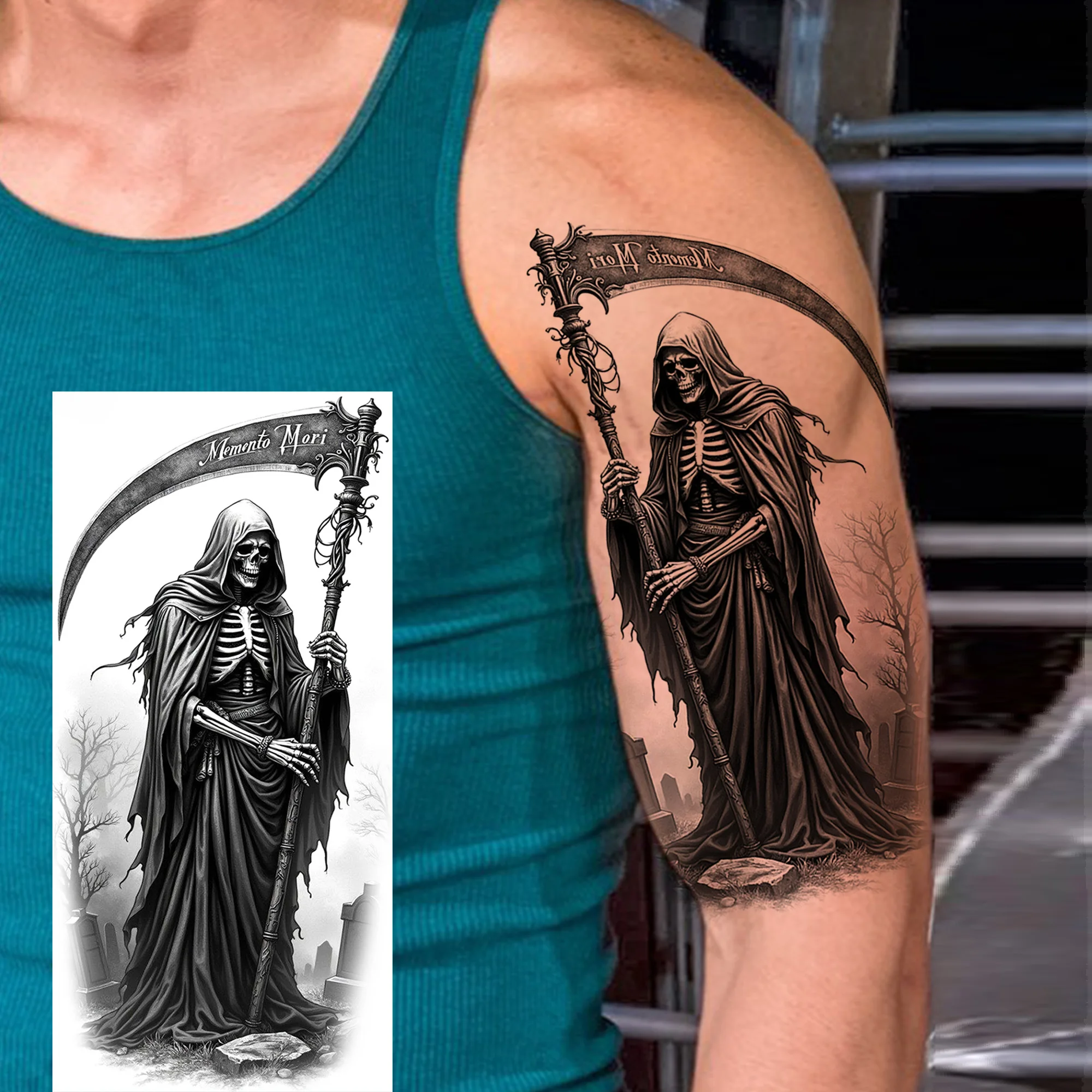 1 Sheet Horrible Bloody Vampire Witch Temporary Tattoos For Men Women Halloween Long Lasting Waterproof Temp Fake Tattoo Sticker view 5