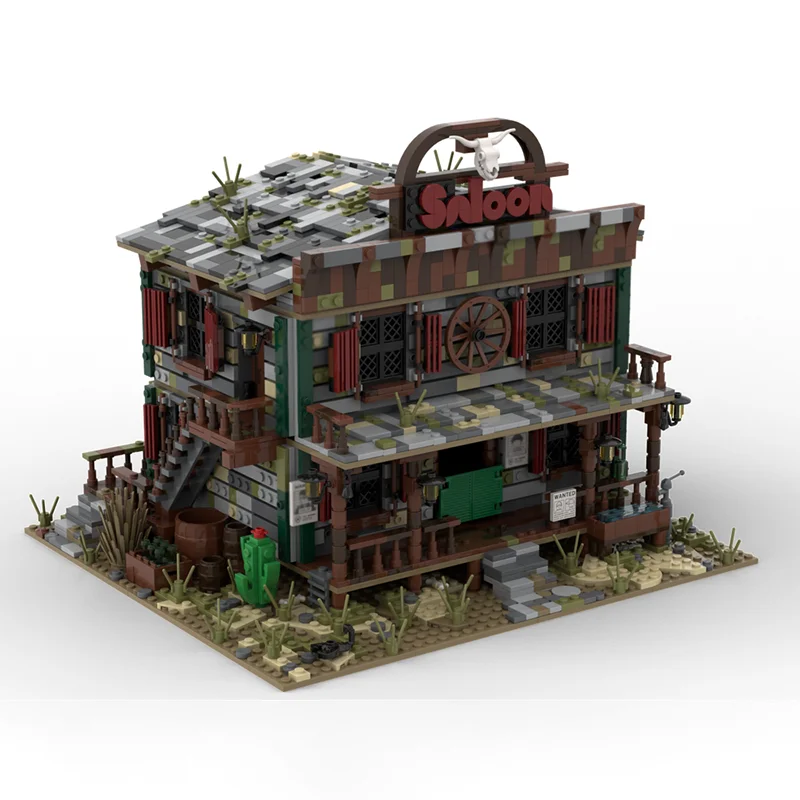 ตัวต่อโมเดลอาคารสองชั้นสไตล์ตะวันตก ชุดตัวต่อเทคโนโลยีแบบแยกส่วน ของขวัญคริสต์มาส ของเล่นประกอบเอง