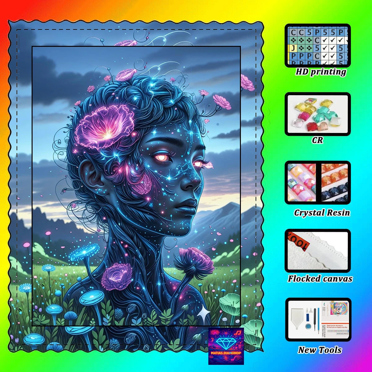 

【MATIAS DIAMOND ART】Sci Fi robot plants Resin Diamond AB Diamond Crystal Diamond Fairy Dust Diamond Painting