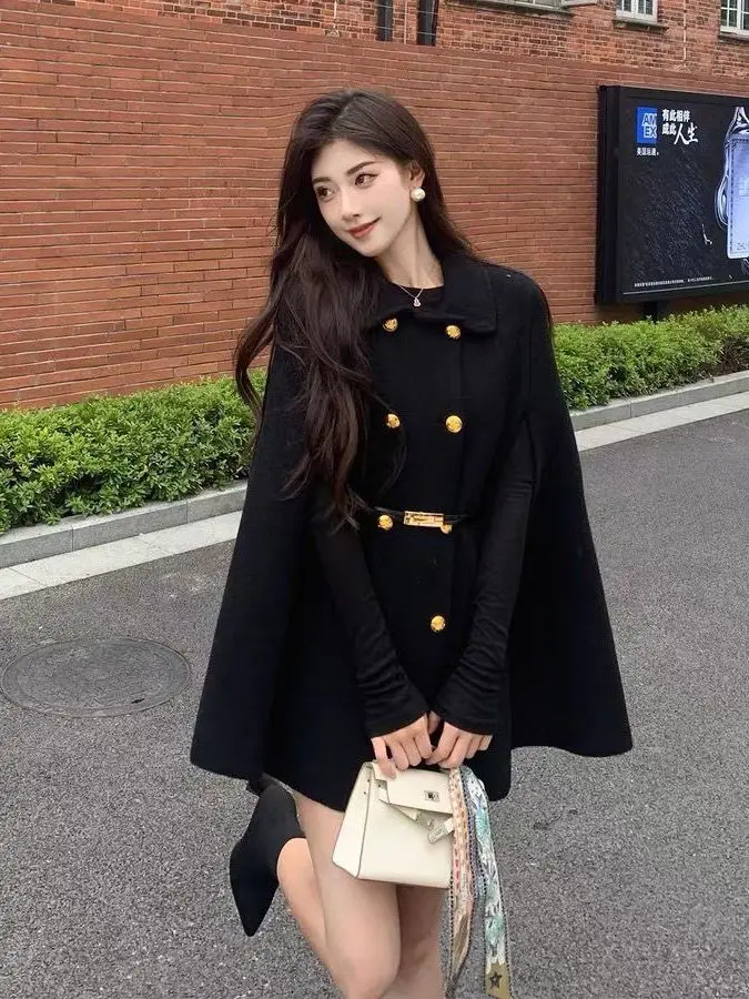 Wool Blend Coats Womens Woolen Coat Orange Winter Cashmere Notched Collar Sashes Elegant Mature French Style Office Lady Commute