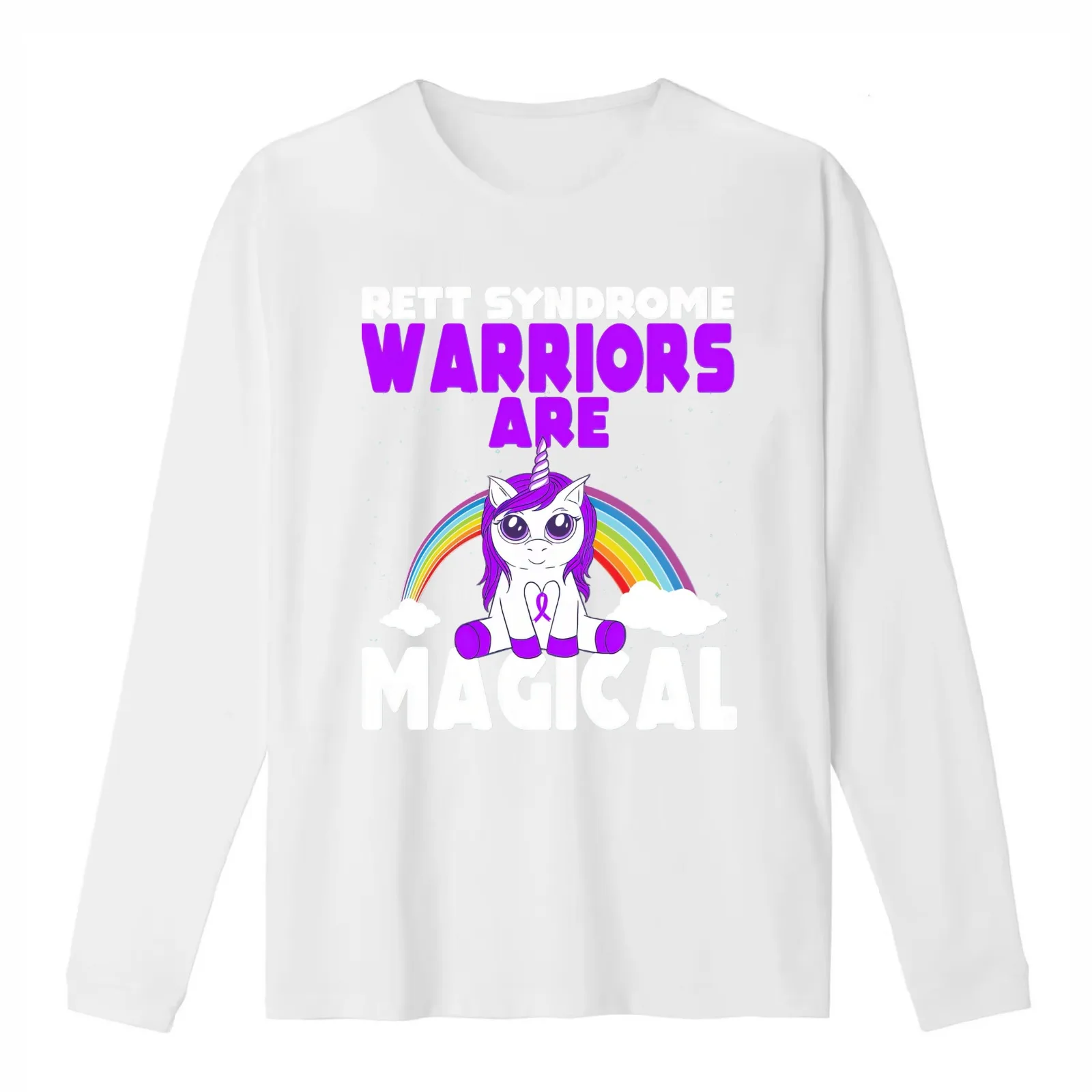 Rett Syndrome Rett Syndrome Awareness Purple Ribbon Unicorn T-Shirt Summer Casual Cotton Tee Oversized Streetwear Tops