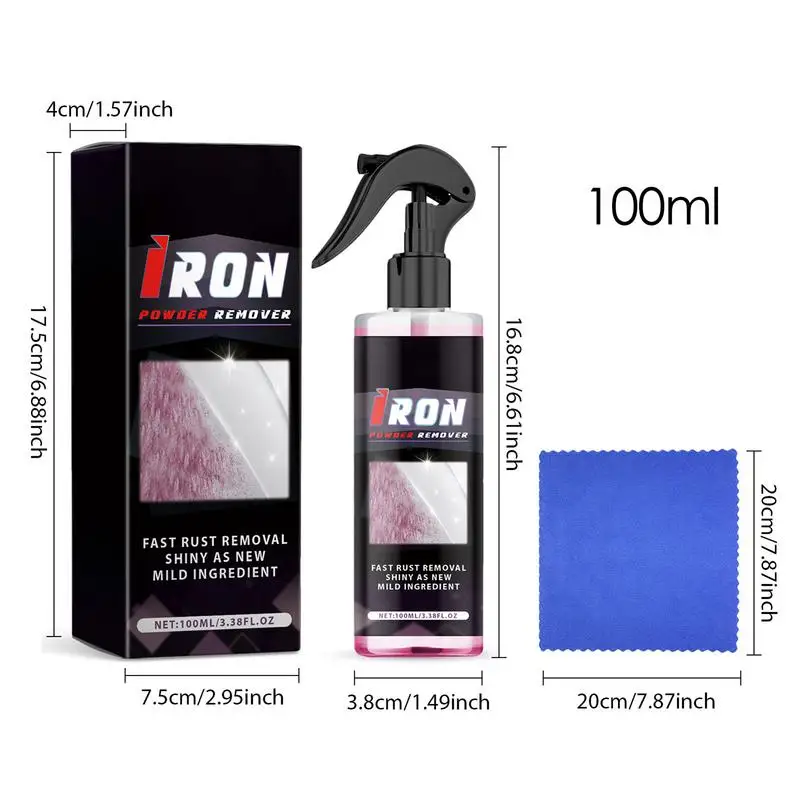 Dispositivo di rimozione della ruggine multifunzionale in metallo detergente per ruote e pneumatici da 100ml Spray detergente per auto efficace cura delle ruote conveniente ad azione rapida