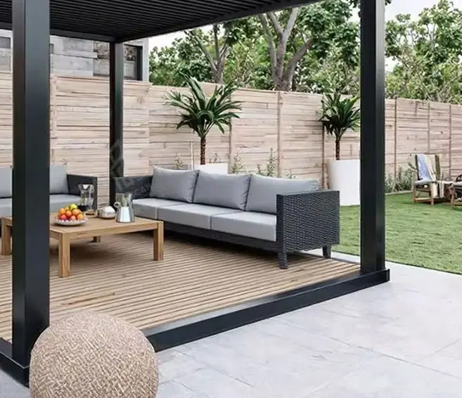 Outdoor Aluminium Louvered Pergola Tilting Blades Powder Coated Durable Sunproof Gazebo Shade Cover Hotel Party Patio Garden