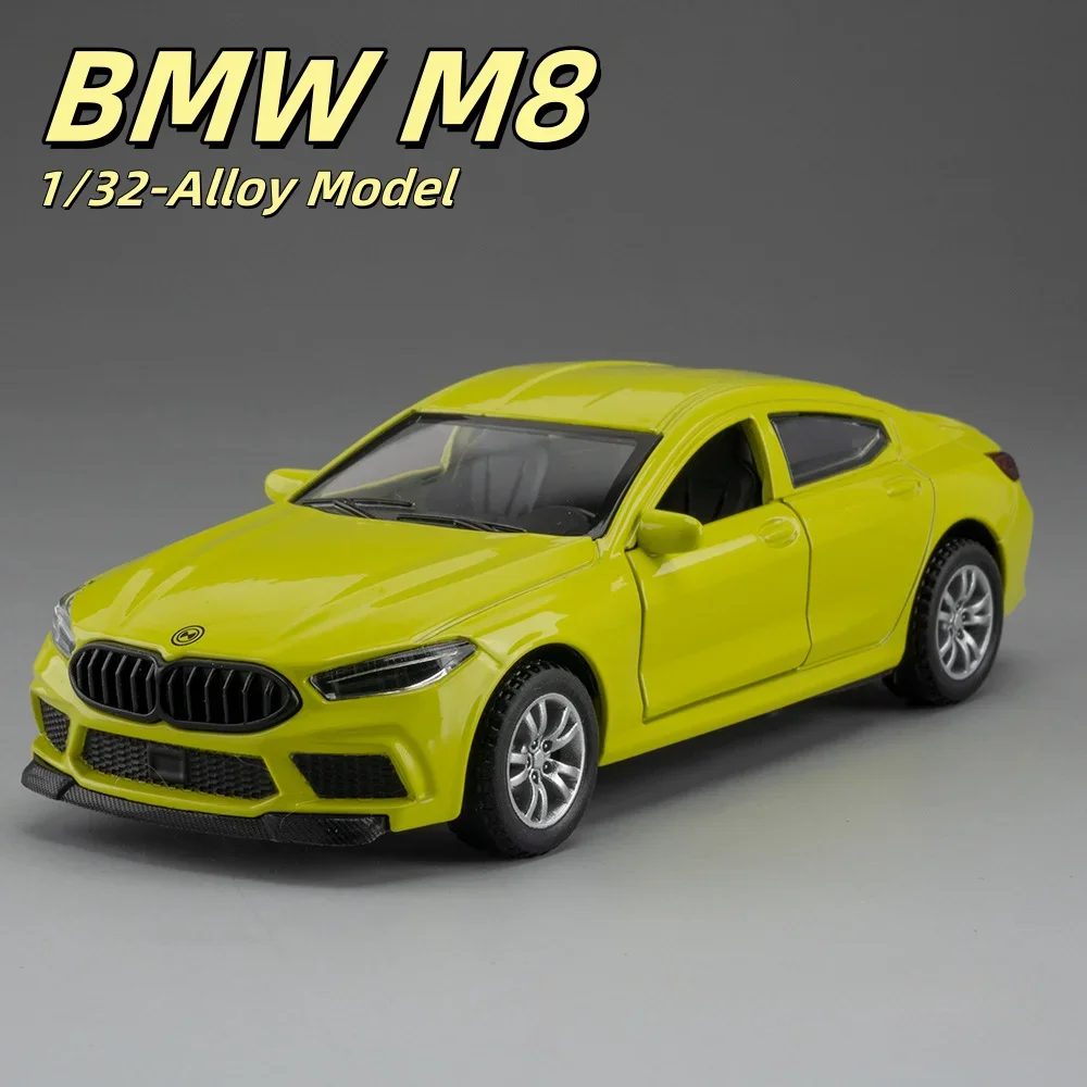 1:32 BMW M8 auto sportiva in lega auto diecast e veicoli giocattolo modello di auto con luce sonora tirare indietro modello per i regali dei bambini