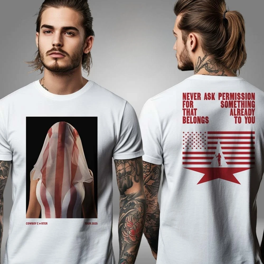 بيونسيه كاوبوي كارتر جولة أتلانتا الخوخ حفرة حصرية جديدة ميرش وجهين للجنسين تي شيرت الراقية الفاخرة لكل من الرجال والنساء