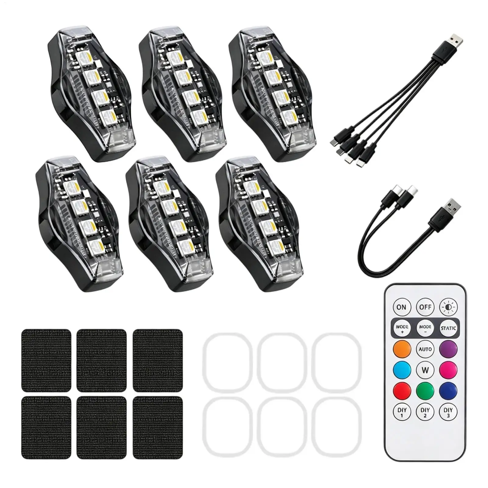 LED Strobe Lights With Remote Wireless LED Rechargeable 7-Color Lamp Motorcycle Warning Light Car Decor For Truck RV Sedan