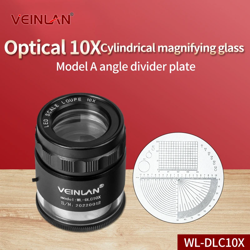 عدسة مكبرة أسطوانية 10X، عدسة مكبرة للمجوهرات مع ضوء LED، عدسة مكبرة مع لوحة مقياس زاوية قابلة للتعديل #2