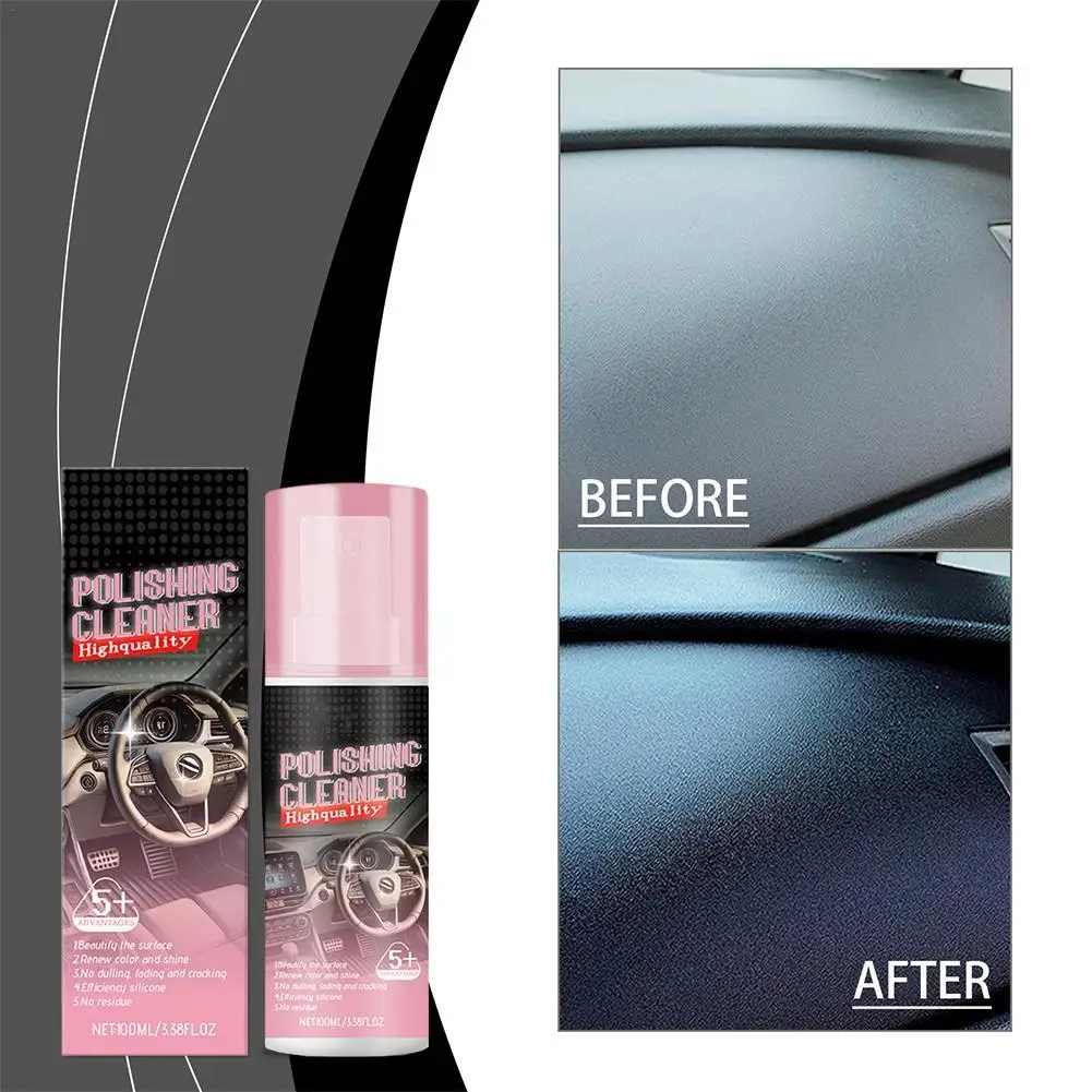  100ml Car Polish Cleaner Car Leather Interior Cleaner For Car Rubber Leather Renewal Decontamination Vehicle Interior Care Too