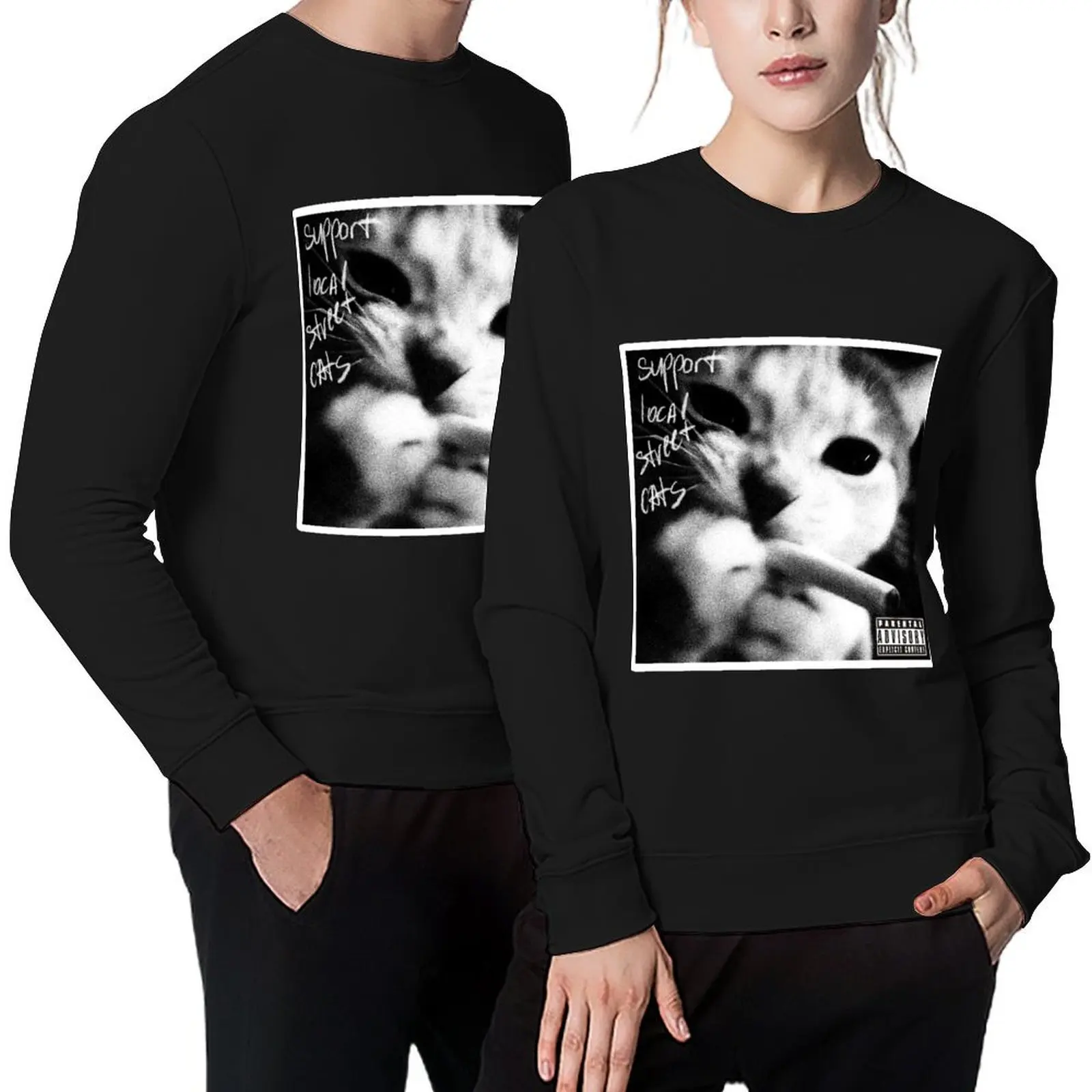 

Vintage Graphic Funny Cat Design Pullover autumn clothes male clothes anime clothing winter clothes sweatshirts men