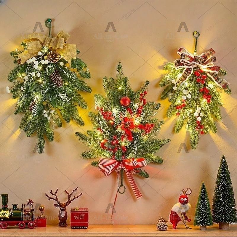 Christmas decorations hanging upside down tree wreath pendant shop window door hanging creative Christmas living room wall