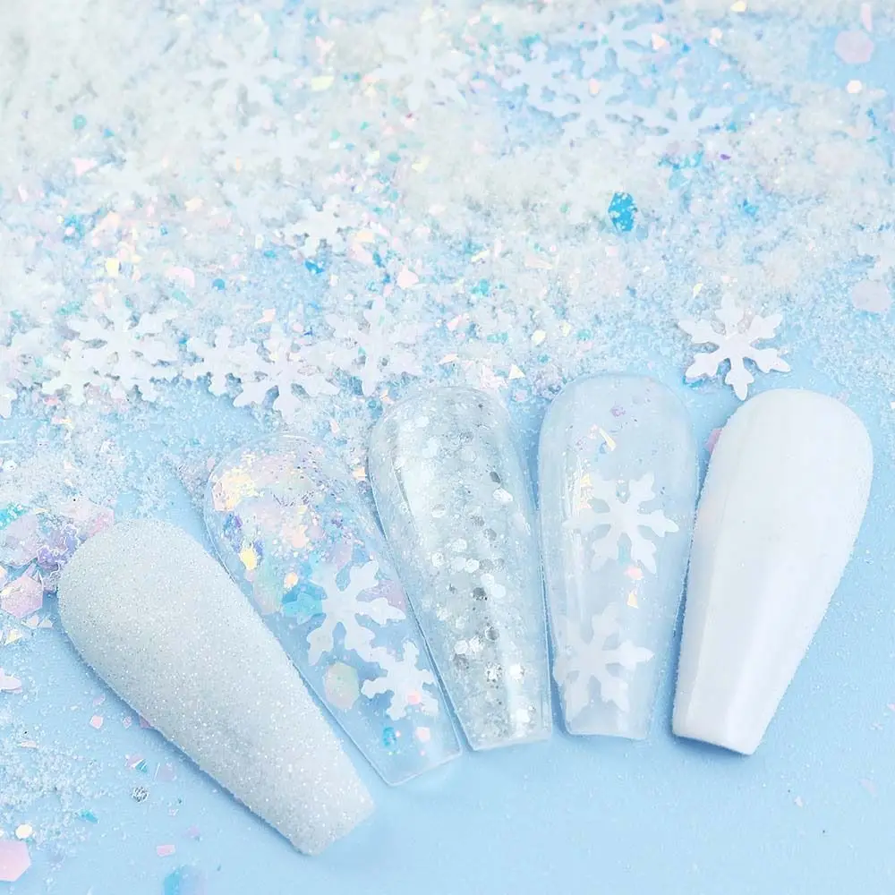 6 szt./zestaw Pigment do paznokci w proszku Świąteczne cekiny do paznokci Narzędzia do manicure Dekoracje do paznokci Świąteczne płatki brokatu