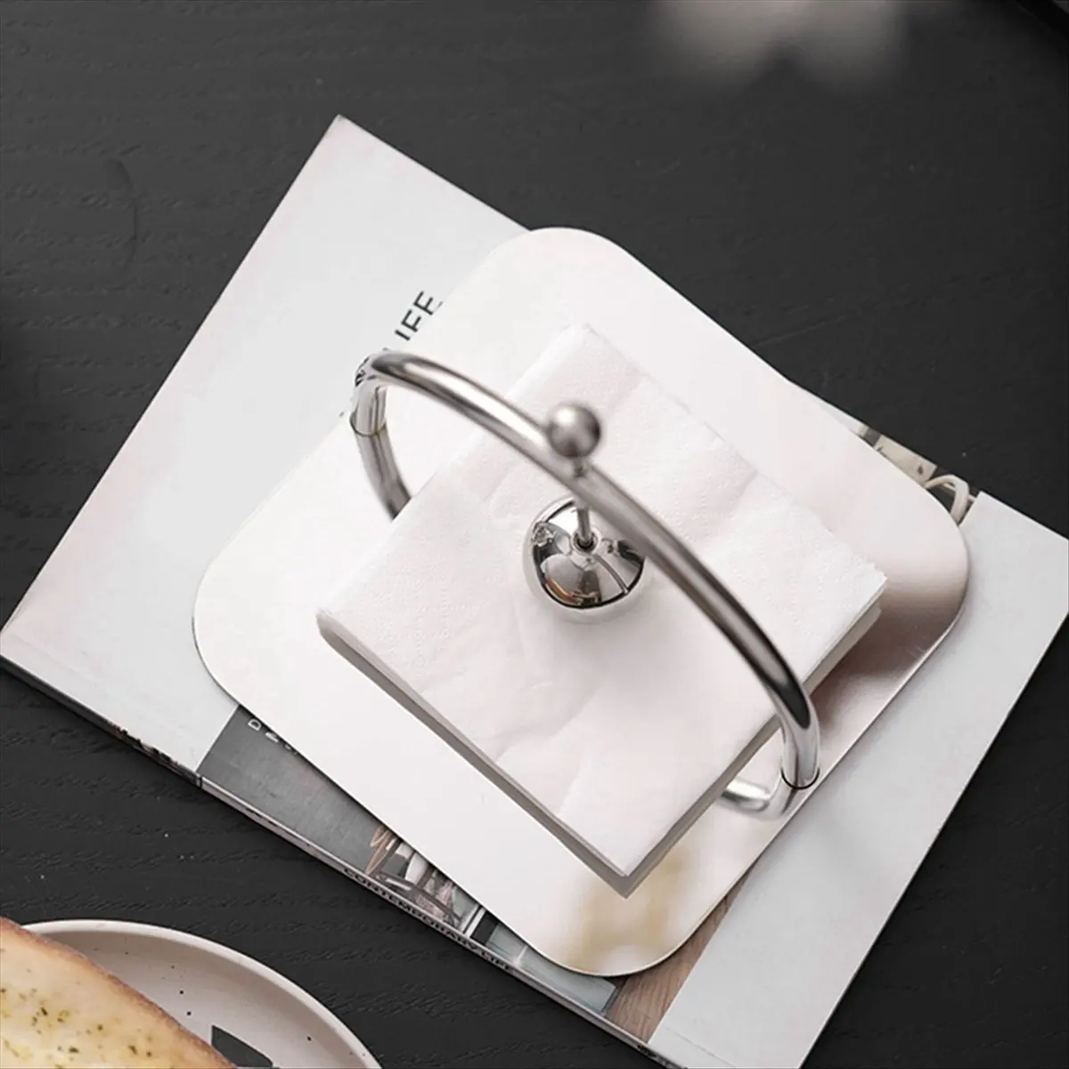 2026 Trend Napkin Holder with Weighted Arm Modern Napkin Rack Square Napkin Stand for Kitchen Countertop Dinning Table Picnics
