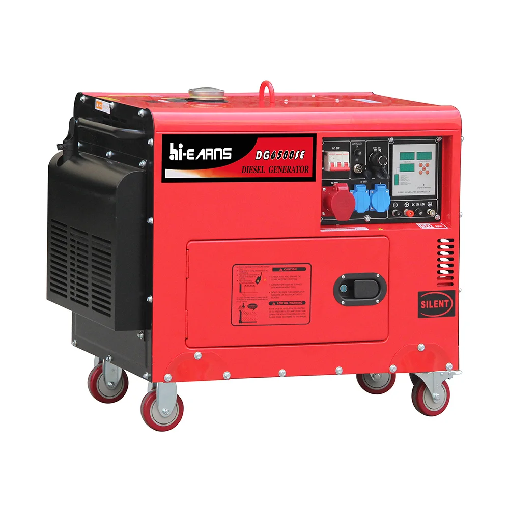 

Silent 5KVA 380V 400V three phase Digital Panel dies el Generator with 4 inch universal wheels