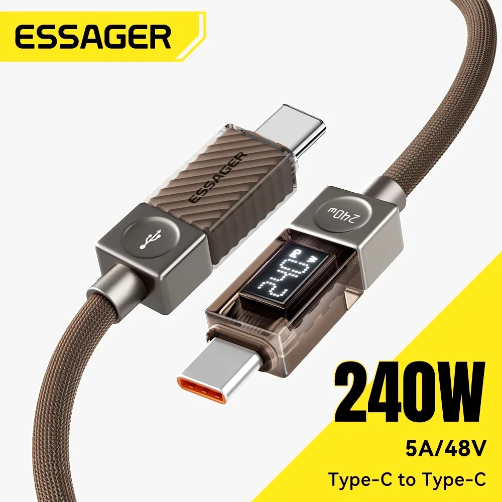 Essager 240W USB C Cable for iPhone 17 16 15 Plus Pro Max Macbook iPad Supercharge Fast Charger Type C Cable for xiaomi Samsung