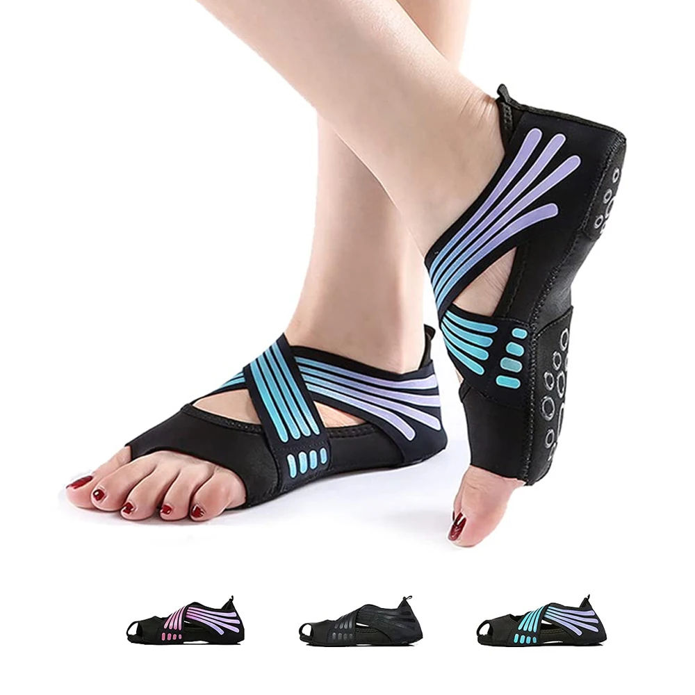 1Pair Pilates Grip Socks Women Non-Slip Toeless Yoga Barre Socks Quick-Dry Stay-Put Fit for Reformer Ballet Gym Exercise Womens