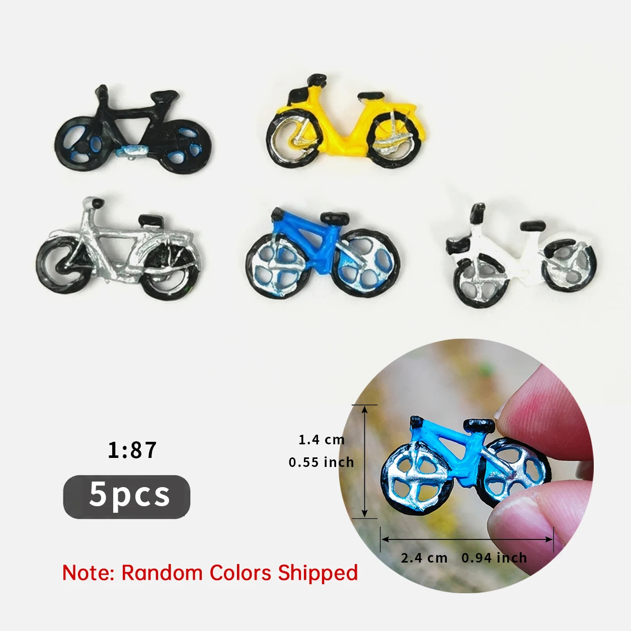 HO Scale Mini Bicycle Model 5Pcs Random Color 1:87 Mini Bike Figurine Train Diorama Street Scene Layout Decor Accessories