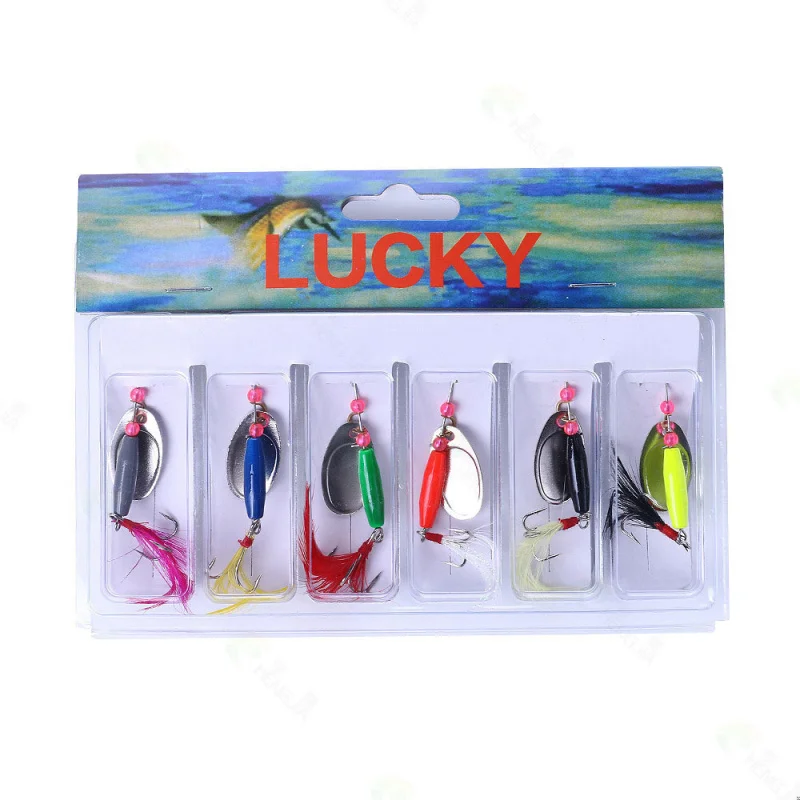 6PCSAngeln Getriebe Metall Spinning Pailletten Boxed Süßwasser Pailletten Gefälschte Köder Angeln Getriebe Köder Set Micro Pailletten