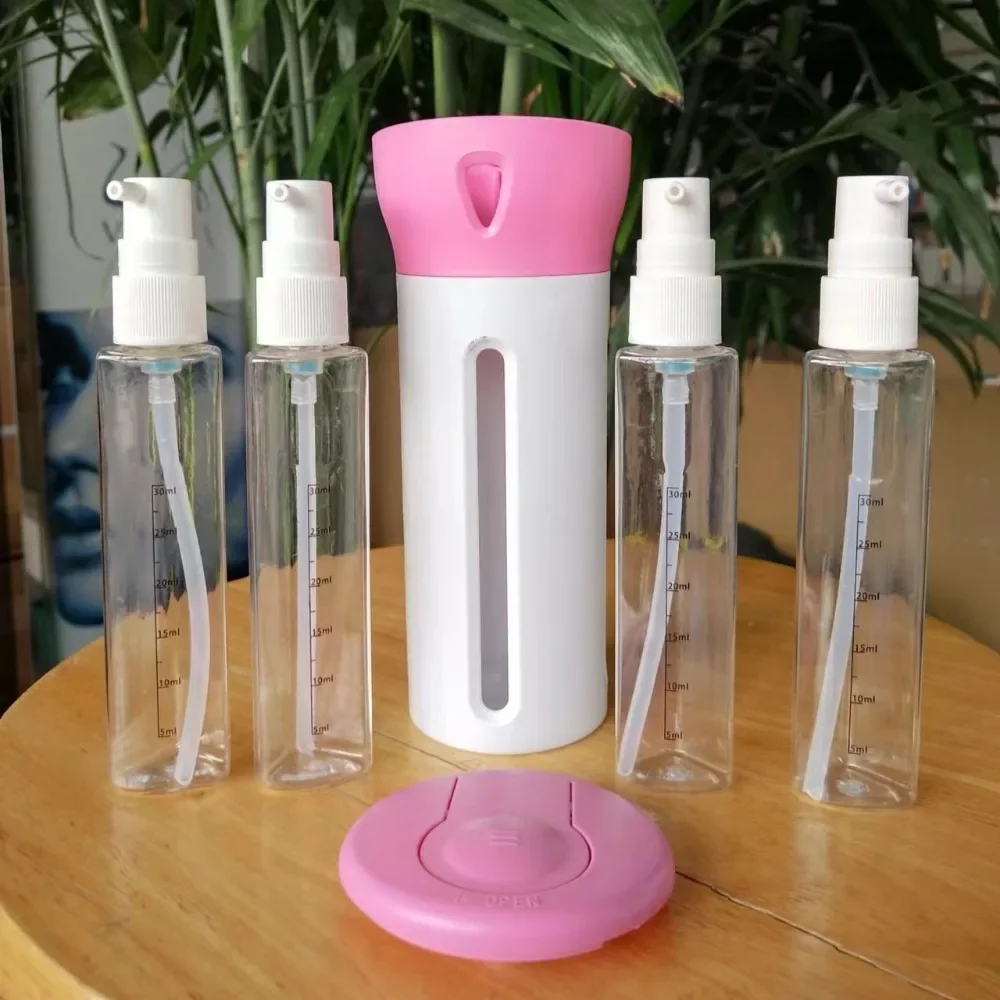4 in 1 40ml Bottiglia dispenser di liquido da viaggio portatile Bottiglia secondaria vuota Bottiglie contenitore pressa Bottiglie di profumo Shampoo Balsamo Lozione