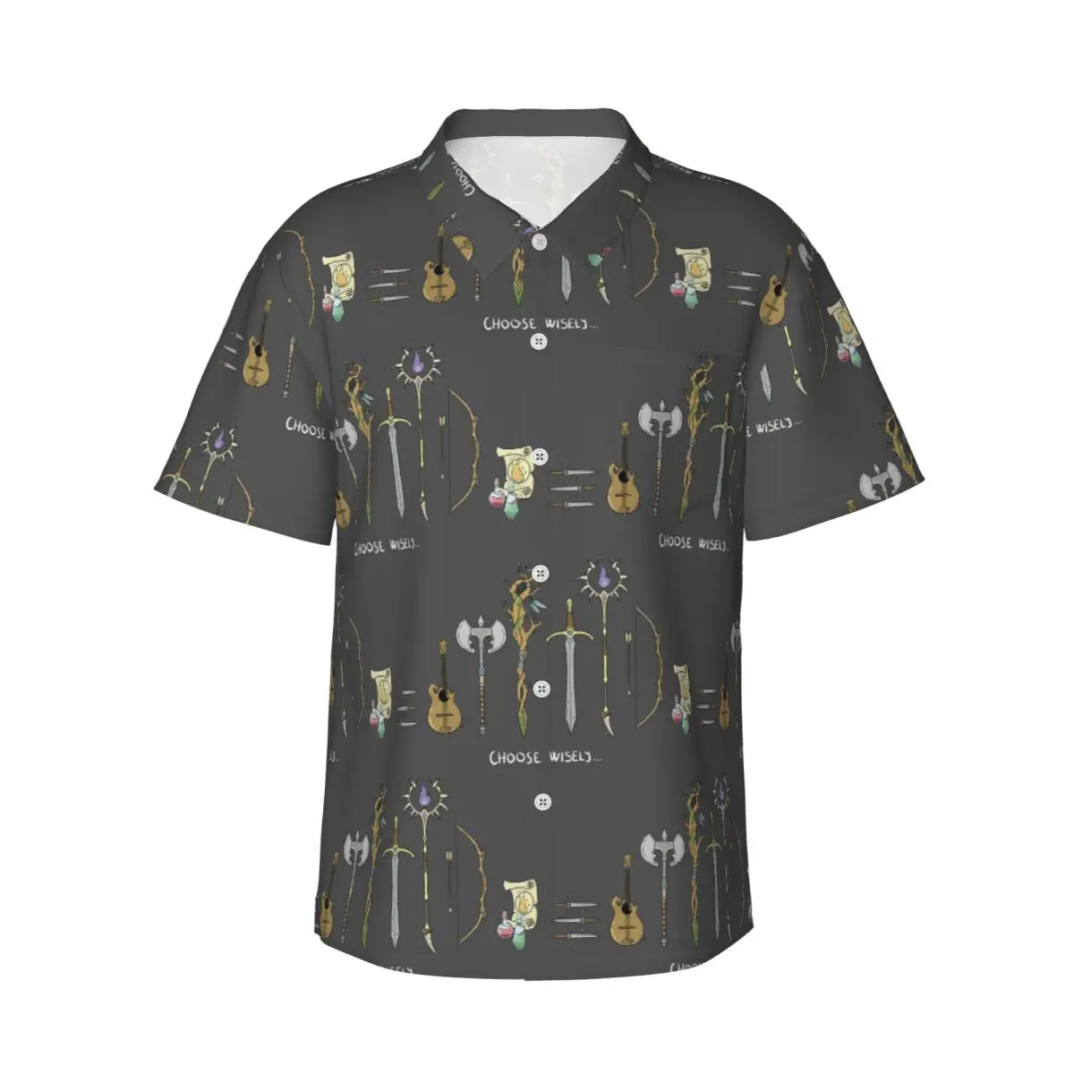 

Chose Wisely, DnD Classes Option Men's Shirts Hawaiian Short Sleeve Shirt Casual Lapel Tops for Summer Beach