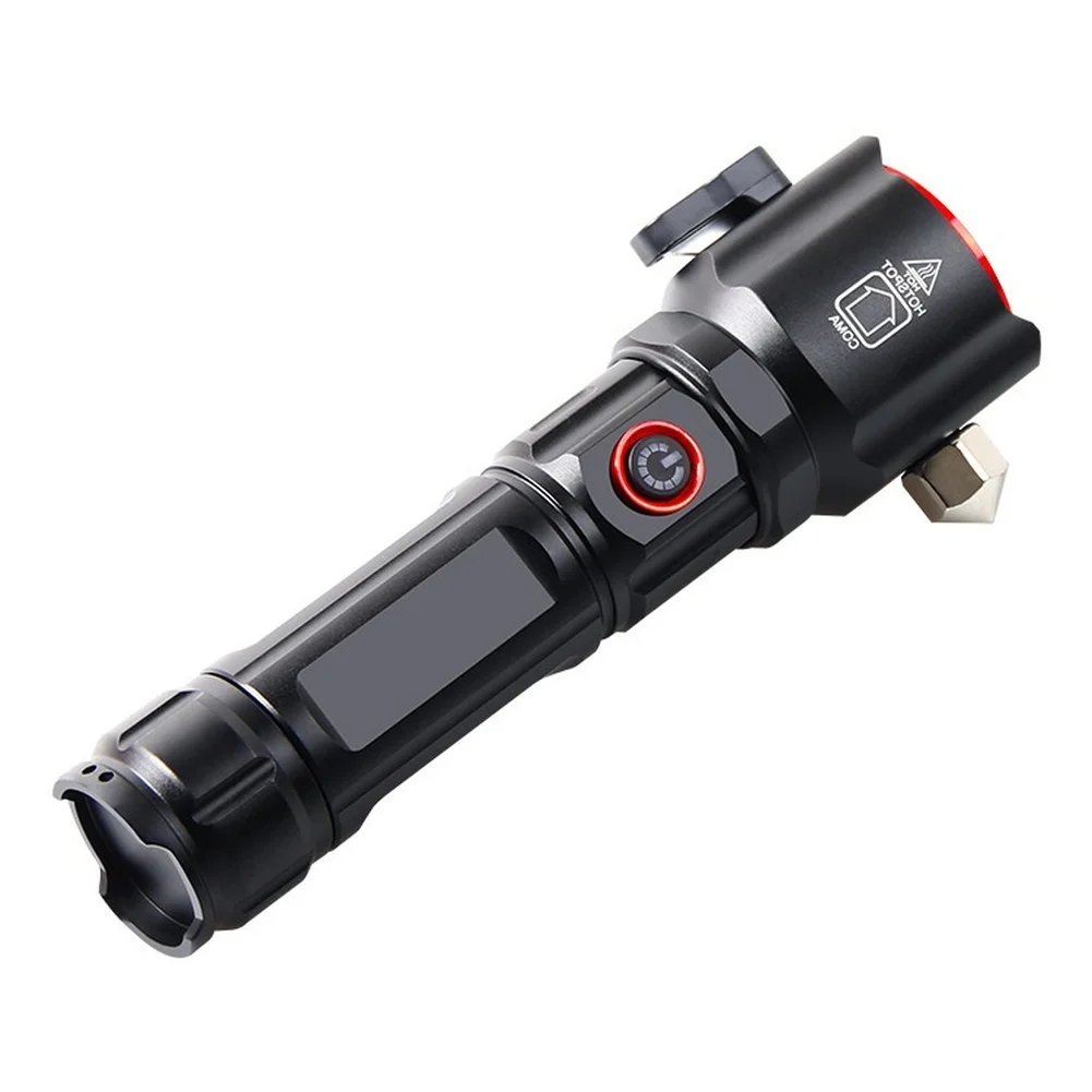1 Set Safety Hammer Bright White Aluminum Alloy Beam Serial Bus Rechargeable Type C Safety Hammer Camping Replacement Parts