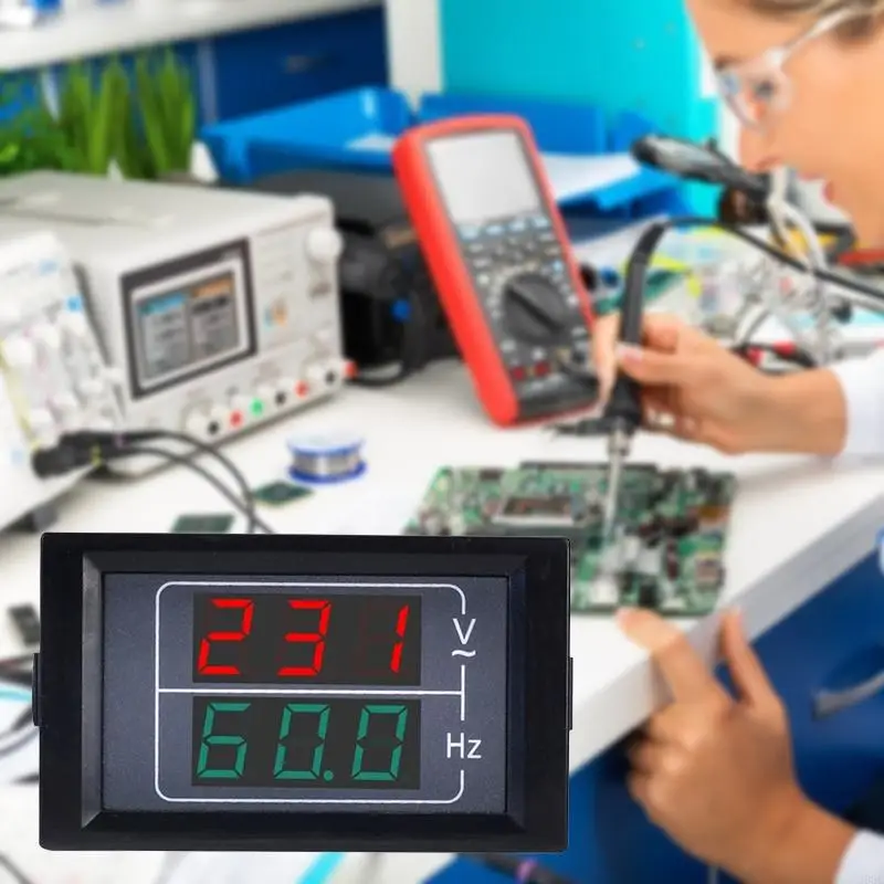 203C Dual Display Voltmeter Digital Gauge Panel Ammeter Voltmeter Frequenc
