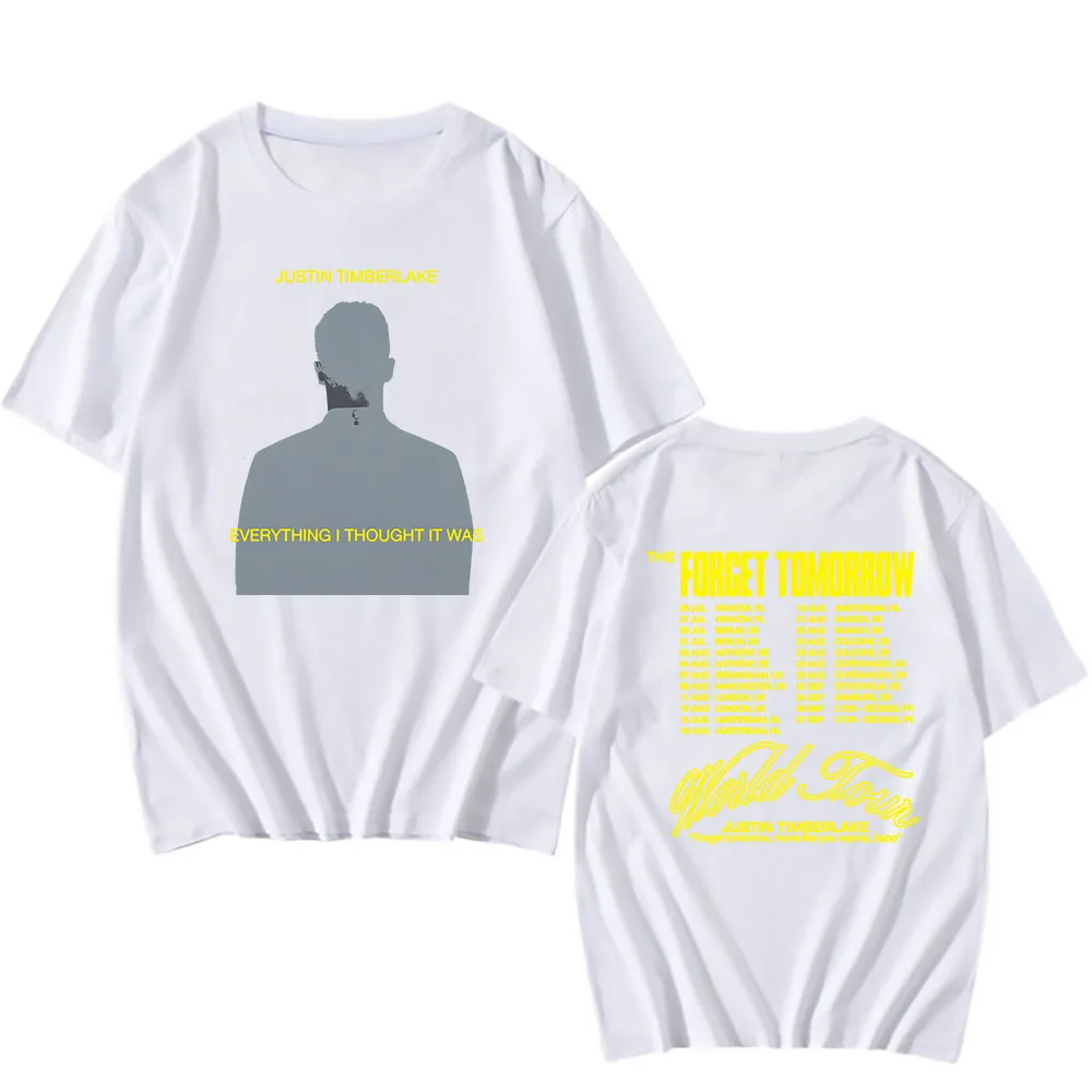 Men Justin-Timberlake T-shirt The Forget Tomorrow World Tour 2024 Tshirt Cotton Summer Casual Men/Women Tee-shirt Unisex Clothes