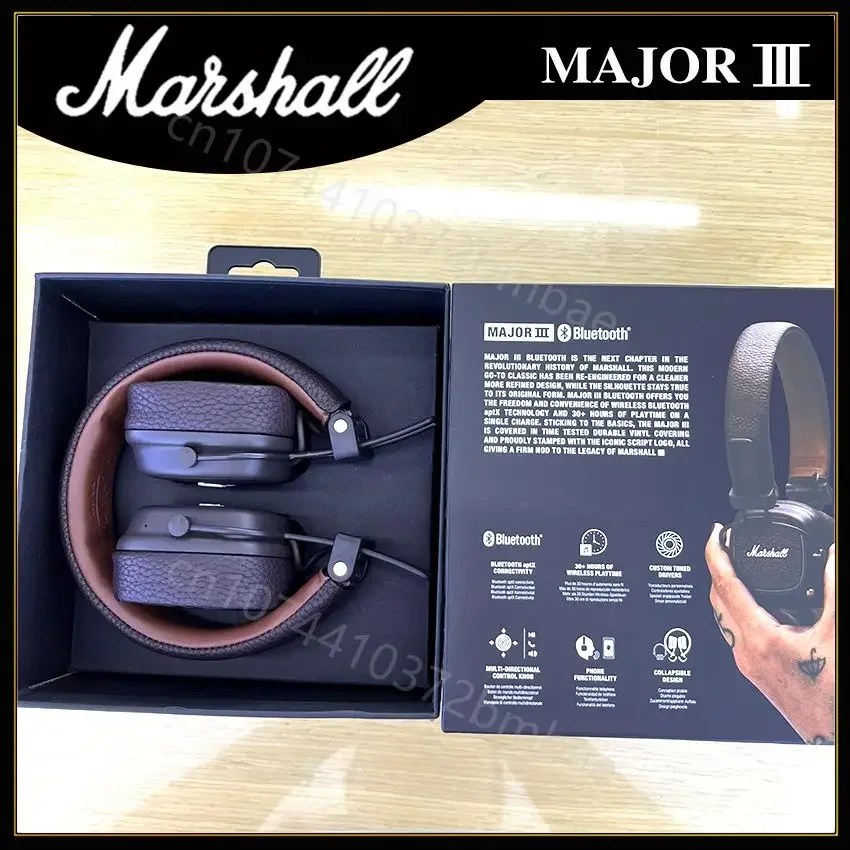 Marshall Major III 3 Wireless/Wired Headphones with Mic Deep Bass Gaming Earphones Folding Sports Rock Music Bluetooth Headset