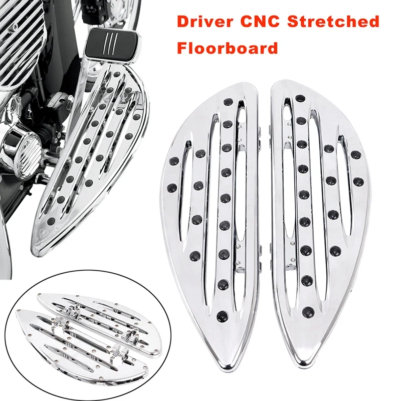 Chrome Driver Stretched Floorboards Foot Boards For  Touring FLHT Fatboy Parts Accessories