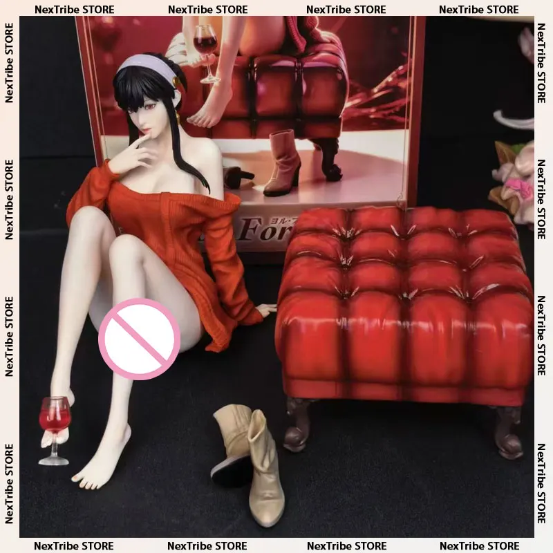 In Stock Red Sweater Yor Forger Anime Figure Sexy Sofa Chair Yor Briar Red Wine Glass Yor Forger Figures Statue Collection Model