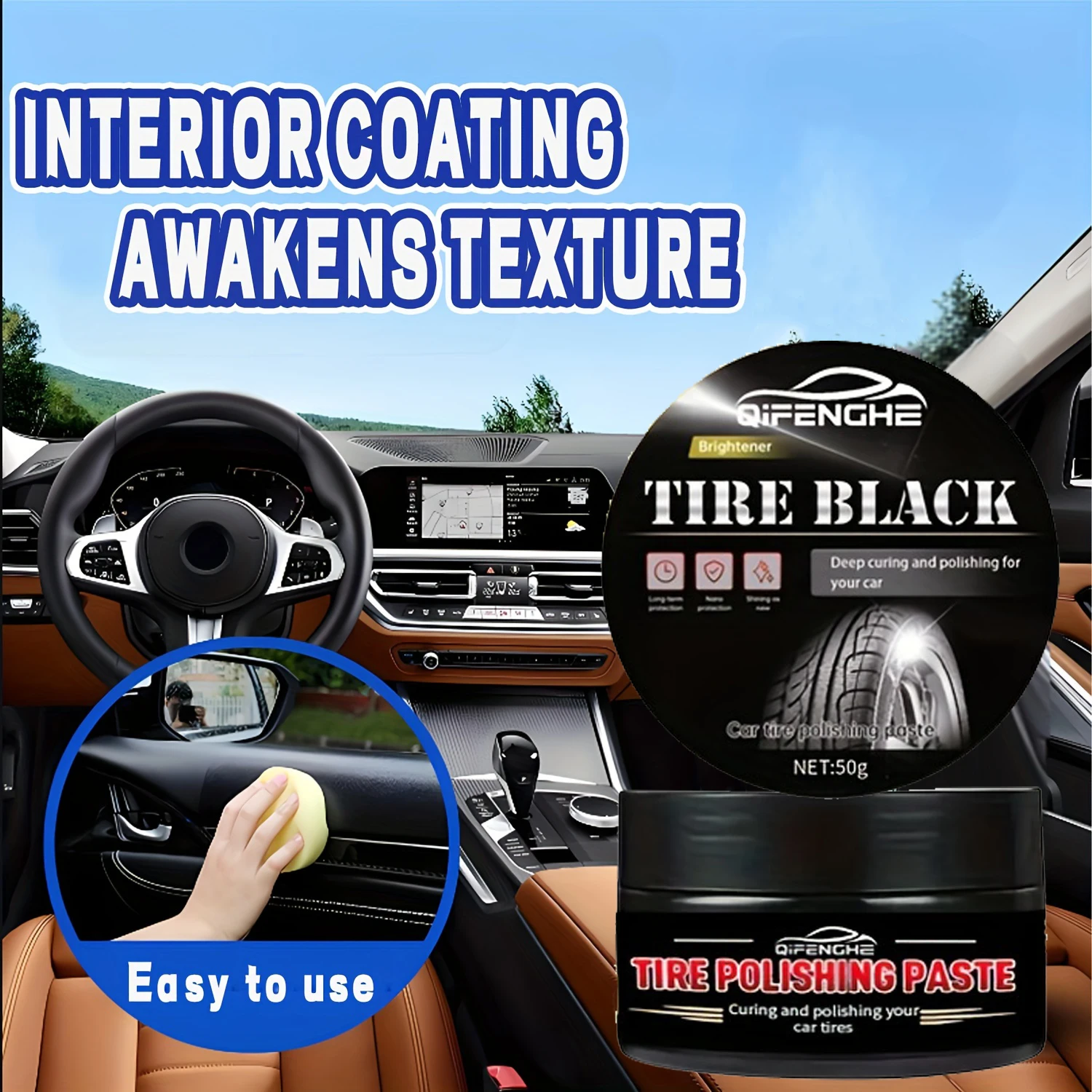 

Паста для восстановления шин и пластика — 50 г кристально чистый восстанавливающий воск, усилитель блеска внутренней панели с губкой для нанесения