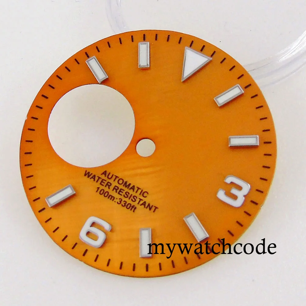 Fit NH38 NH38A Automatic Movement 29mm Blue/Green/White/Orange/Black Watch Hollow Dial Green Luminous Marks Watch Spare Parts