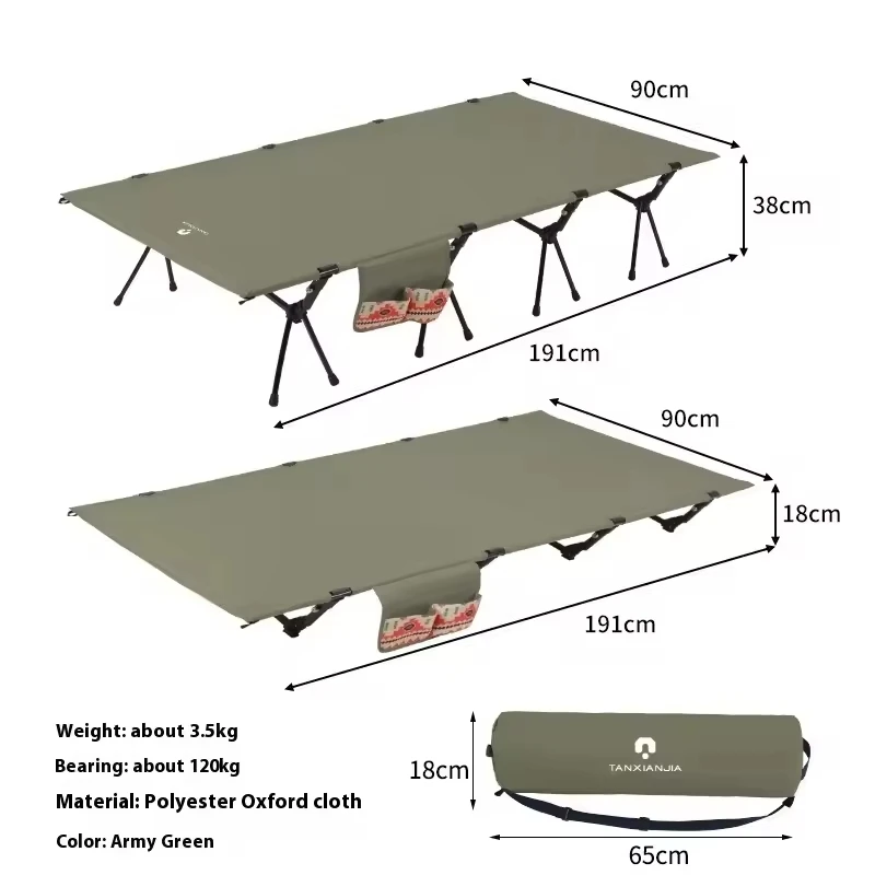 90cm widen Camping cot Ultralight Portable High-low dual-purpose folding Bed Backpacking Travel hiking Sleeping Cot